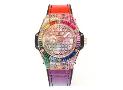 MS Factory Hublot Big Bang One-click Rainbow  Rose Gold Case watch